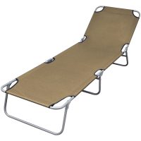 Solsäng med justerbart ryggstöd hopfällbar taupe vidaXL