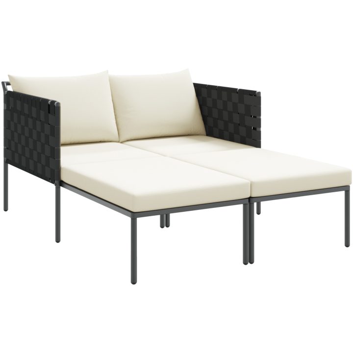 Solsäng med Kuddar för 2 Personer Antracit Stål vidaXL 115 x 153 x 69.5 cm – bild 2
