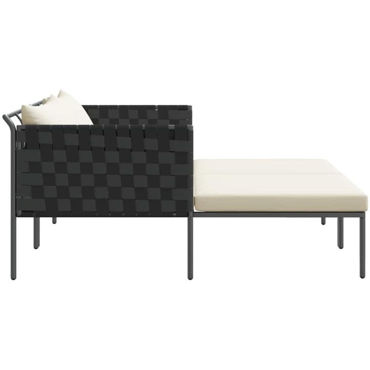 Solsäng med Kuddar för 2 Personer Antracit Stål vidaXL 115 x 153 x 69.5 cm – bild 7