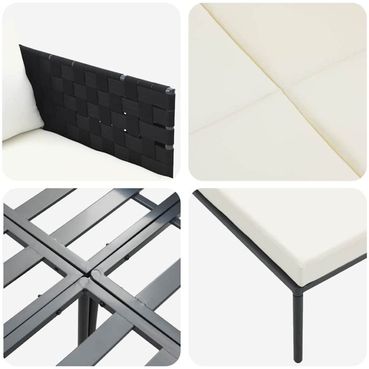 Solsäng med Kuddar för 2 Personer Antracit Stål vidaXL 115 x 153 x 69.5 cm – bild 9