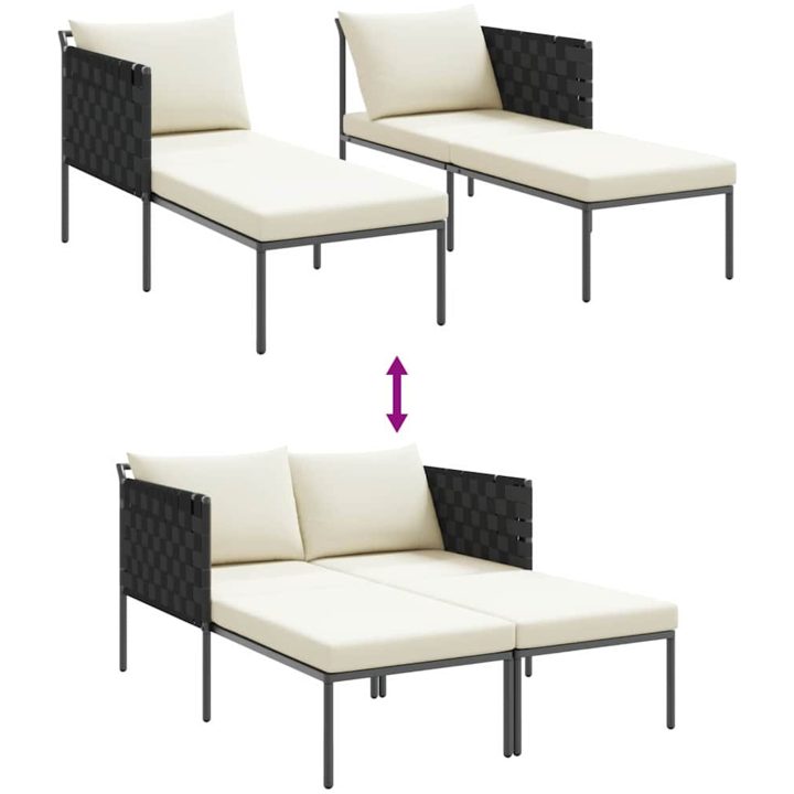 Solsäng med Kuddar för 2 Personer Antracit Stål vidaXL 115 x 153 x 69.5 cm – bild 10