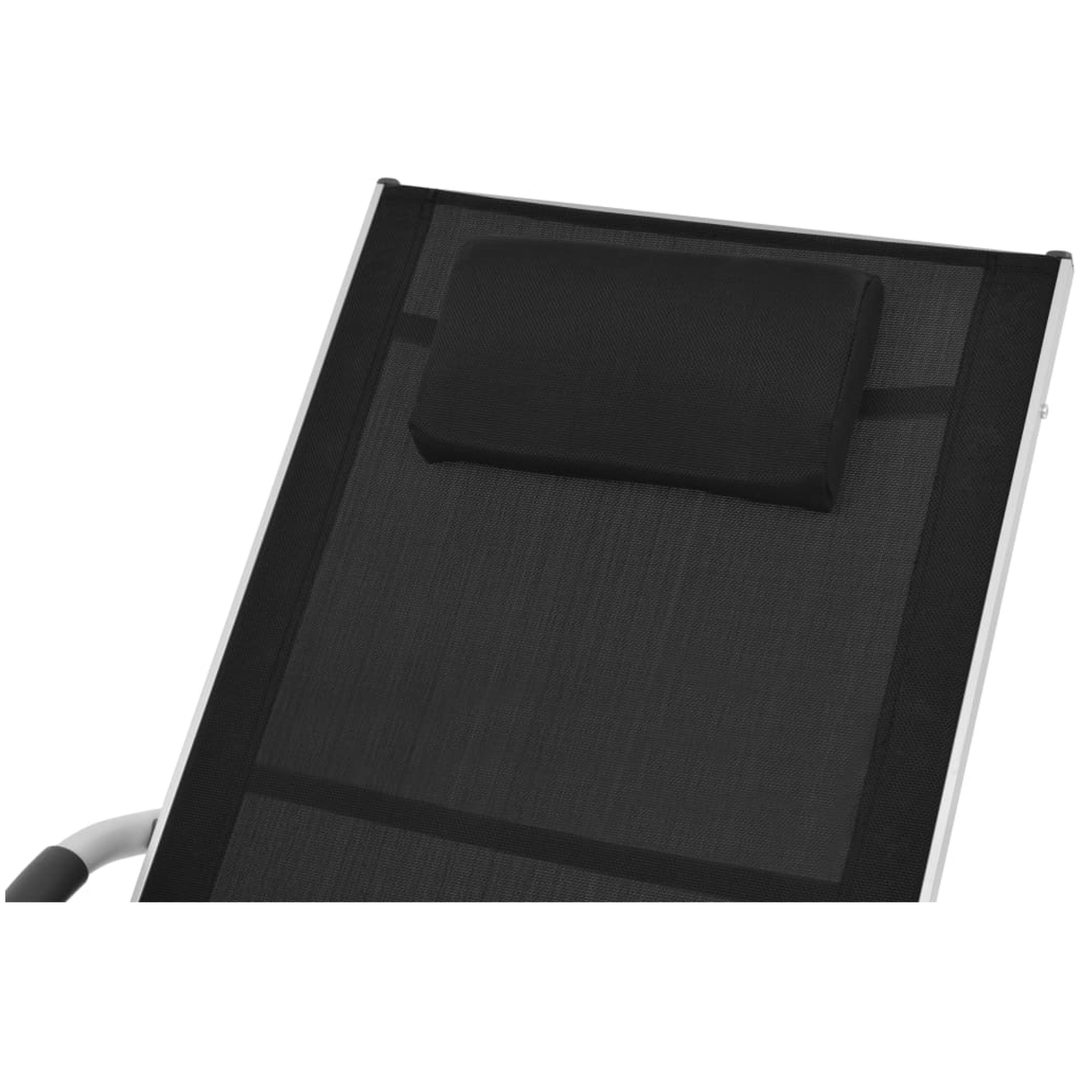 Solsäng med kudde aluminium och textilene svart vidaXL – bild 5