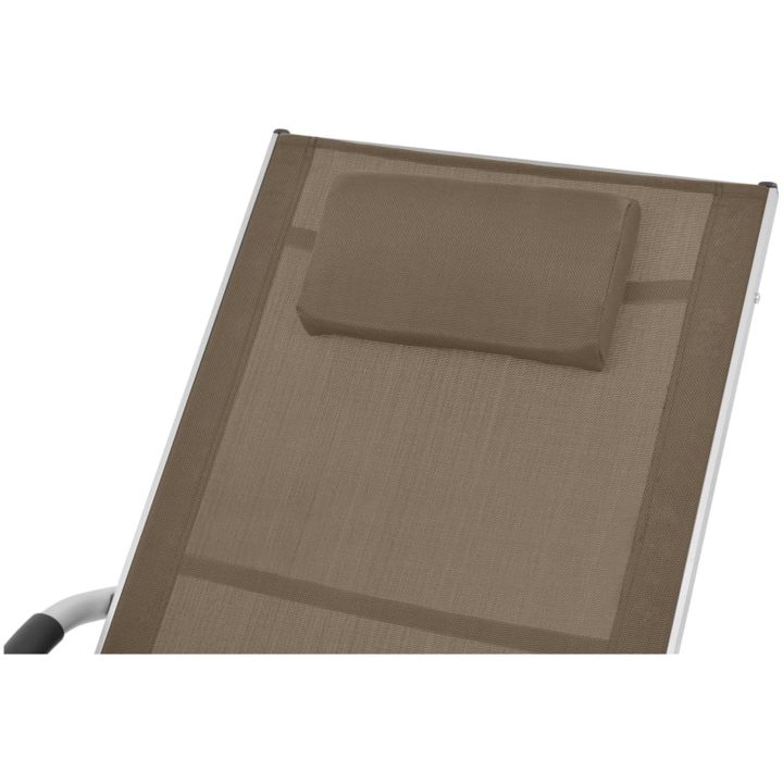 Solsäng med kudde aluminium och textilene taupe vidaXL – bild 5