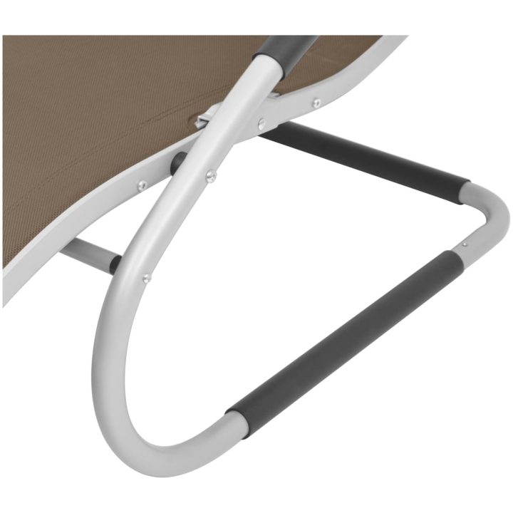 Solsäng med kudde aluminium och textilene taupe vidaXL – bild 7