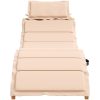 Solsäng med kudde beige massiv akacia vidaXL – miniatyr 2