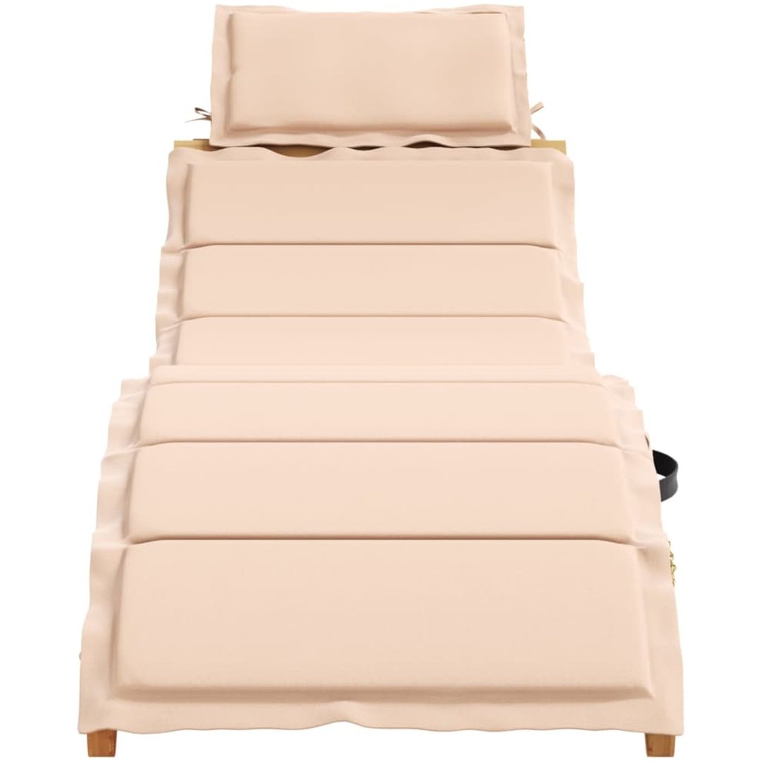 Solsäng med kudde beige massiv akacia vidaXL – bild 2