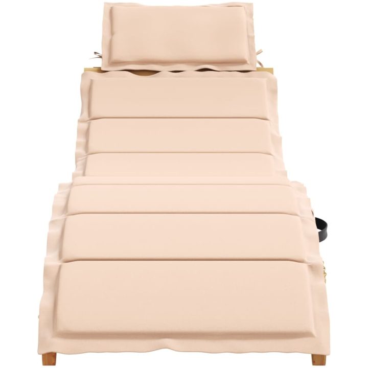 Solsäng med kudde beige massiv akacia vidaXL – bild 2