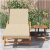 Solsäng med Kudde och Bord Beige Solid Akaciaträ vidaXL 200 x 67 x 84 cm – miniatyr 3
