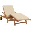 Solsäng med Kudde och Bord Beige Solid Akaciaträ vidaXL 200 x 67 x 84 cm – miniatyr 4