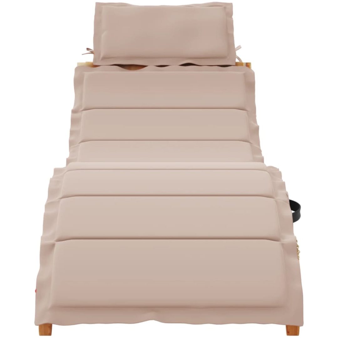 Solsäng med kudde taupe massiv akacia vidaXL – bild 3