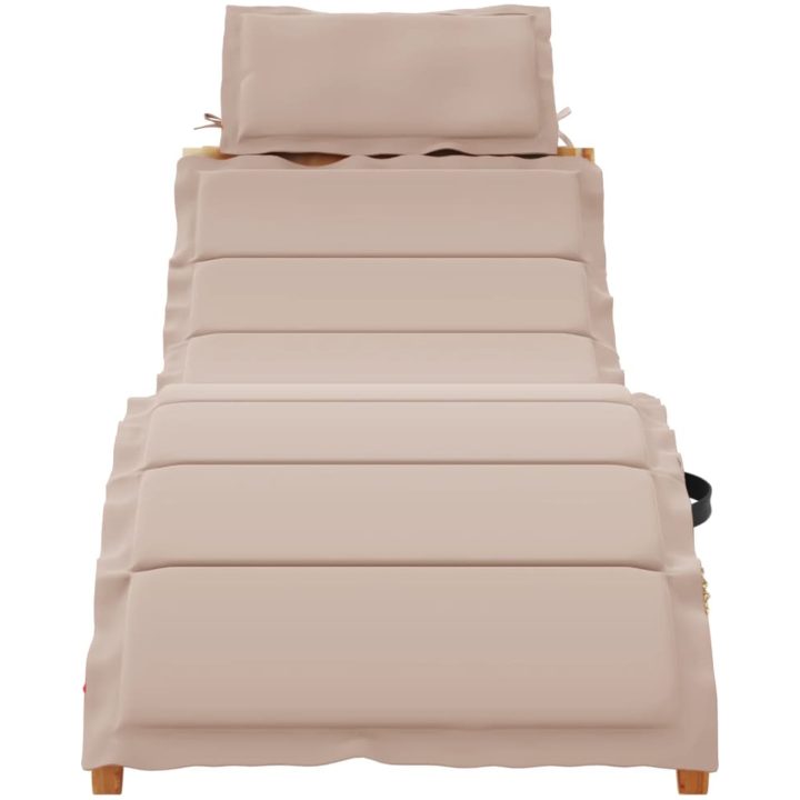 Solsäng med kudde taupe massiv akacia vidaXL – bild 3