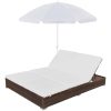 Solsäng med parasoll konstrotting brun vidaXL – miniatyr 3