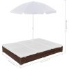 Solsäng med parasoll konstrotting brun vidaXL – miniatyr 8