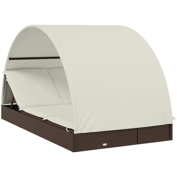 Solsäng med runt tak brun 211x112x140 cm konstrotting vidaXL – bild 2