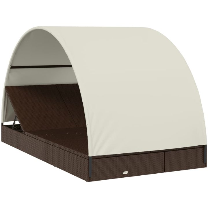 Solsäng med runt tak brun 211x112x140 cm konstrotting vidaXL – bild 3