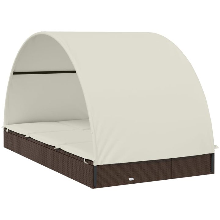 Solsäng med runt tak brun 211x112x140 cm konstrotting vidaXL – bild 4