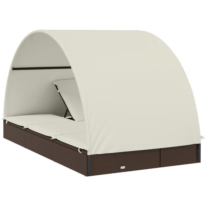 Solsäng med runt tak brun 211x112x140 cm konstrotting vidaXL – bild 8