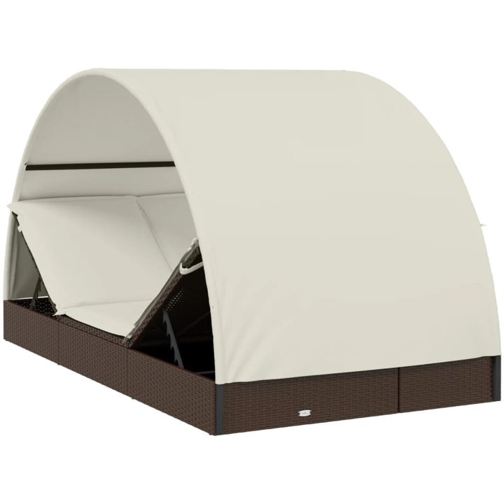 Solsäng med runt tak brun 211x112x140 cm konstrotting vidaXL – bild 9