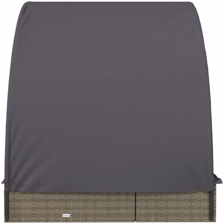 Solsäng med runt tak grå 211x112x140 cm konstrotting vidaXL – bild 6