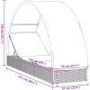 Solsäng med runt tak grå 211x57x140 cm konstrotting vidaXL – miniatyr 11