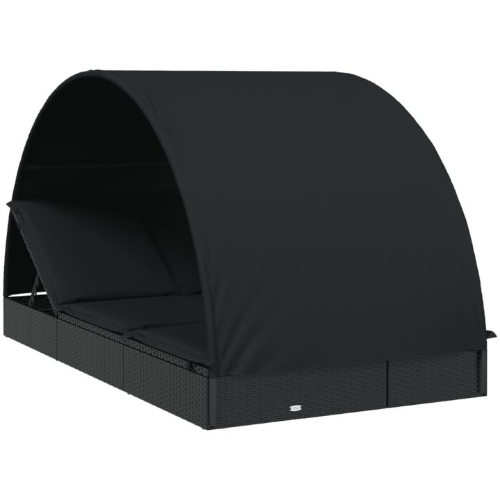 Solsäng med runt tak svart 211x112x140 cm konstrotting vidaXL – bild 2