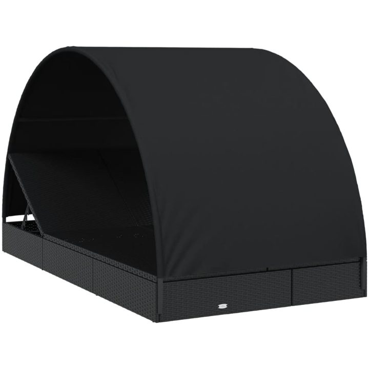 Solsäng med runt tak svart 211x112x140 cm konstrotting vidaXL – bild 3