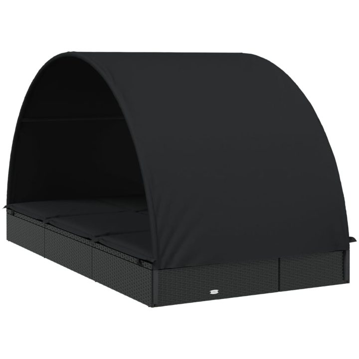Solsäng med runt tak svart 211x112x140 cm konstrotting vidaXL – bild 4