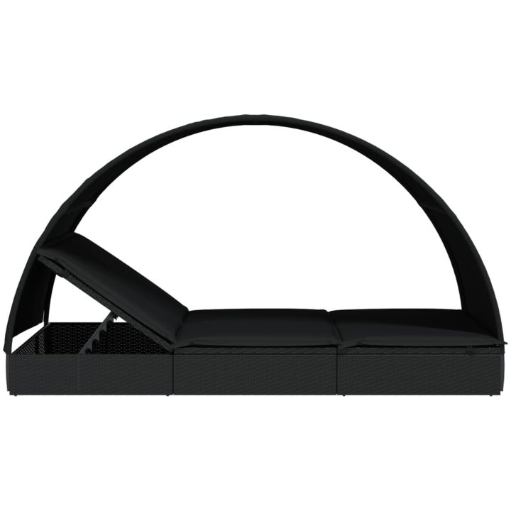 Solsäng med runt tak svart 211x112x140 cm konstrotting vidaXL – bild 7
