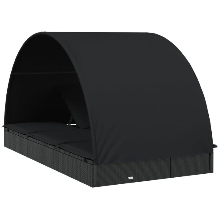 Solsäng med runt tak svart 211x112x140 cm konstrotting vidaXL – bild 8