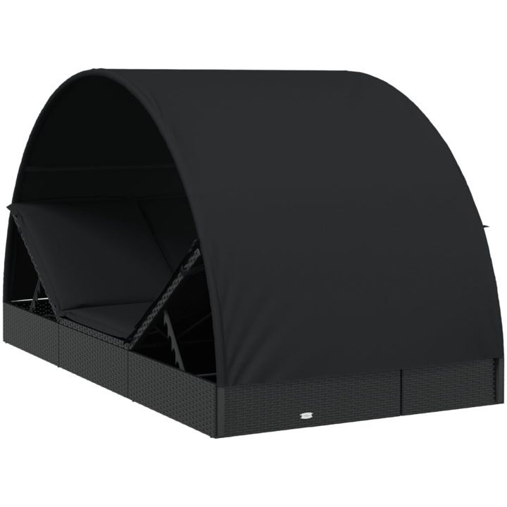 Solsäng med runt tak svart 211x112x140 cm konstrotting vidaXL – bild 9