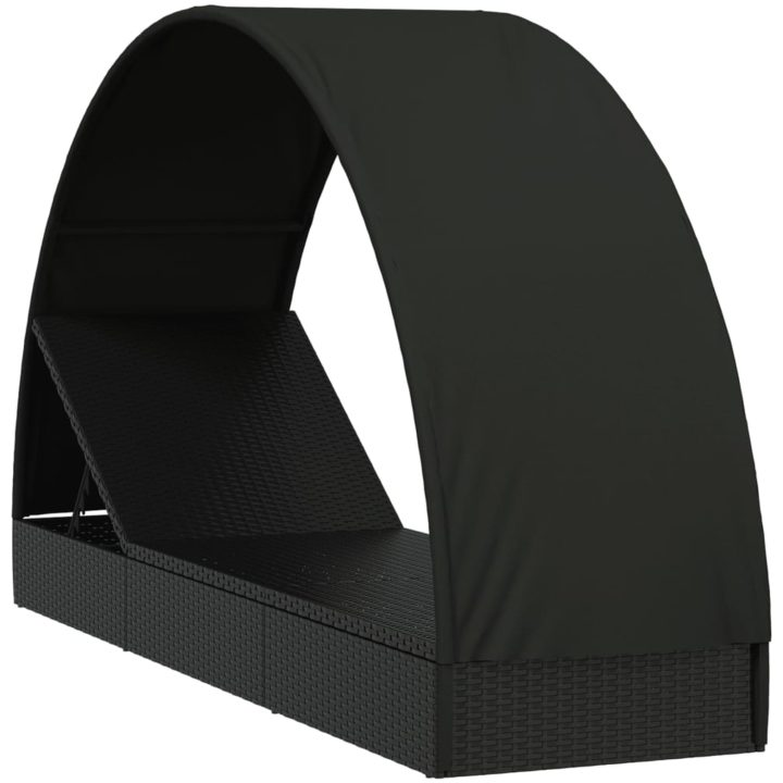 Solsäng med runt tak svart 211x57x140 cm konstrotting vidaXL – bild 3