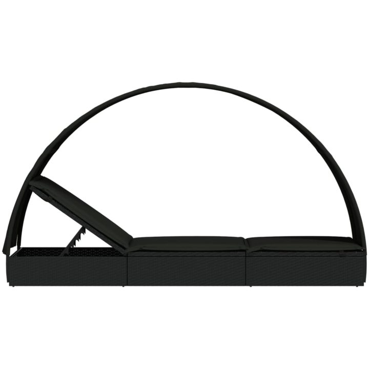 Solsäng med runt tak svart 211x57x140 cm konstrotting vidaXL – bild 7