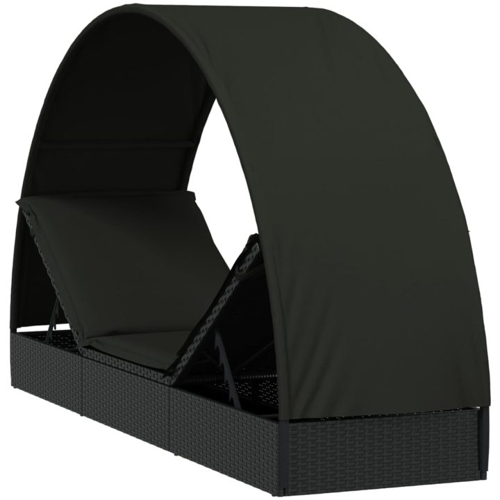 Solsäng med runt tak svart 211x57x140 cm konstrotting vidaXL – bild 8