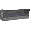 Solsäng med tak 205x62 cm konstrotting grå vidaXL – miniatyr 6