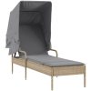 Solsäng med tak beige konstrotting vidaXL – miniatyr 2