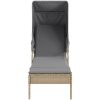 Solsäng med tak beige konstrotting vidaXL – miniatyr 4