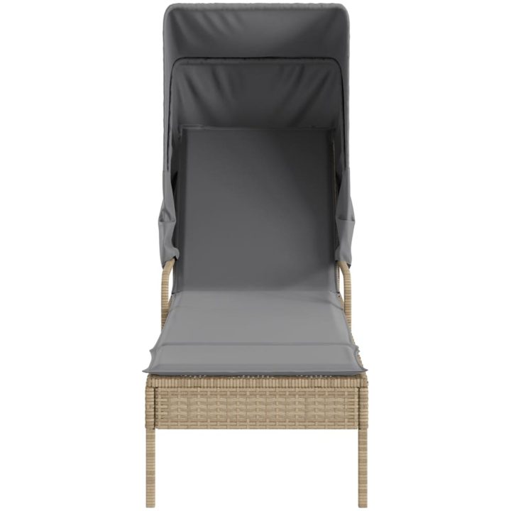 Solsäng med tak beige konstrotting vidaXL – bild 4