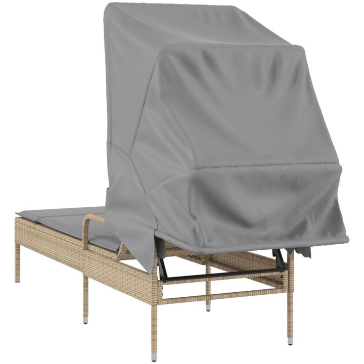 Solsäng med tak beige konstrotting vidaXL – bild 6