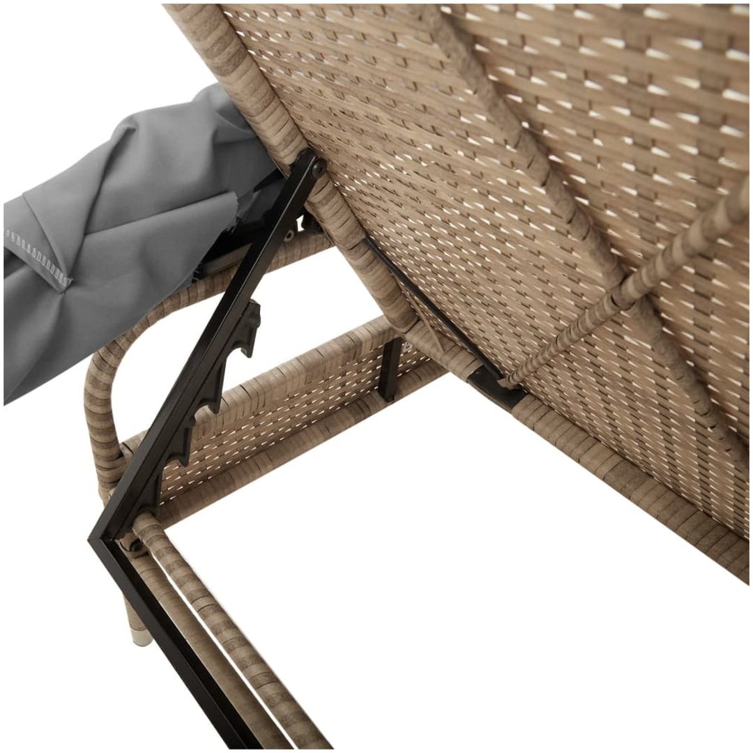 Solsäng med tak beige konstrotting vidaXL – bild 8