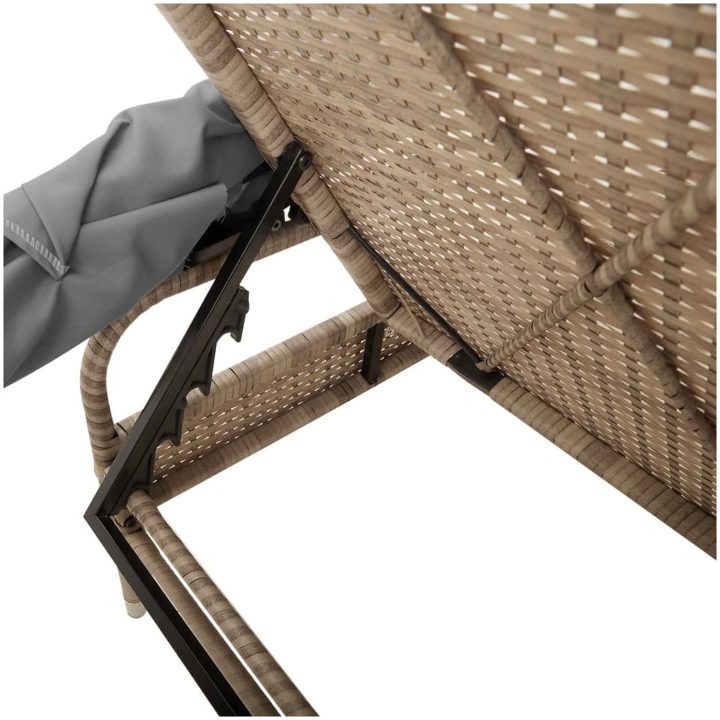 Solsäng med tak beige konstrotting vidaXL – bild 8