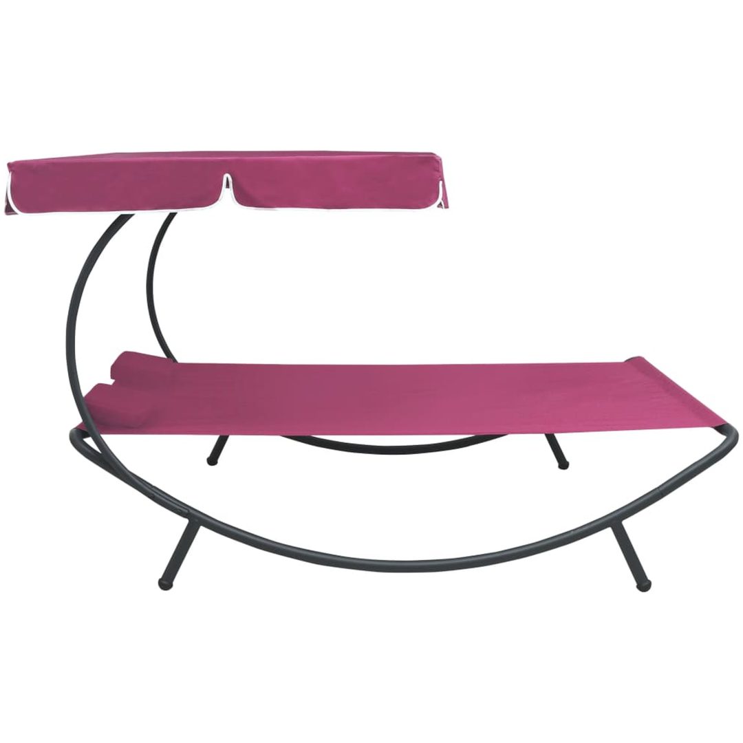 Solsäng med tak & kuddar rosa vidaXL – bild 3