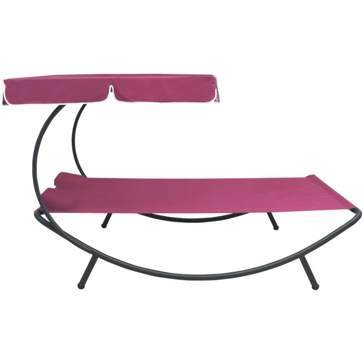 Solsäng med tak & kuddar rosa vidaXL – bild 3