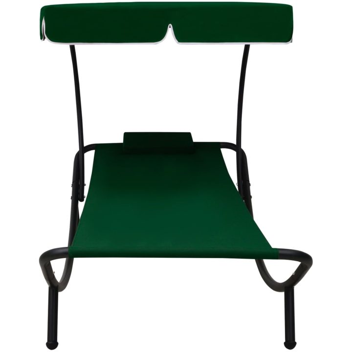 Solsäng med tak & kudde grön vidaXL 200 x 90 x 112 cm – bild 2