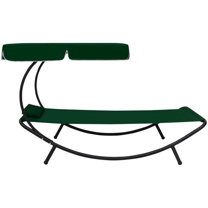 Solsäng med tak & kudde grön vidaXL 200 x 90 x 112 cm – bild 3