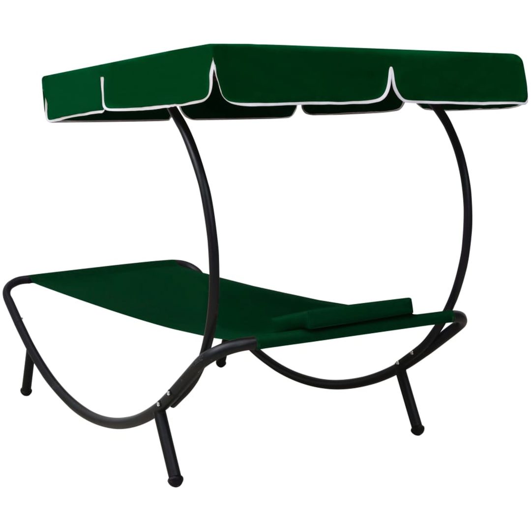 Solsäng med tak & kudde grön vidaXL 200 x 90 x 112 cm – bild 4