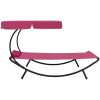 Solsäng med tak & kudde rosa vidaXL 200 x 90 x 112 cm – miniatyr 3