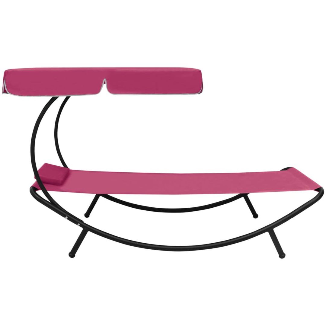 Solsäng med tak & kudde rosa vidaXL 200 x 90 x 112 cm – bild 3