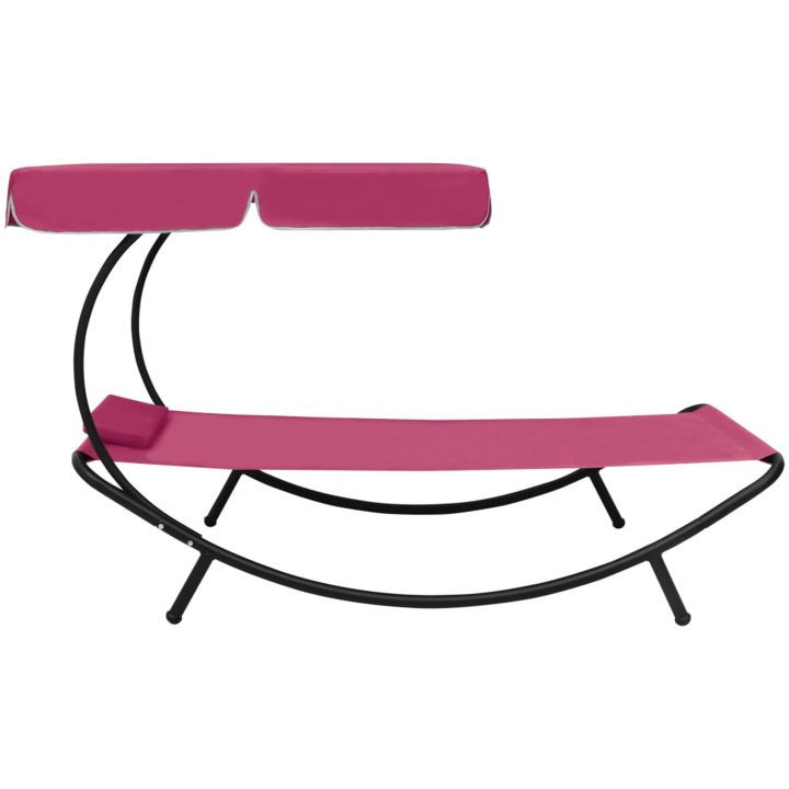 Solsäng med tak & kudde rosa vidaXL 200 x 90 x 112 cm – bild 3