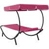 Solsäng med tak & kudde rosa vidaXL 200 x 90 x 112 cm – miniatyr 4