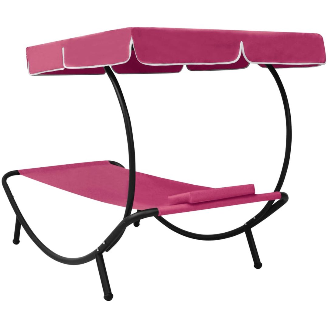 Solsäng med tak & kudde rosa vidaXL 200 x 90 x 112 cm – bild 4